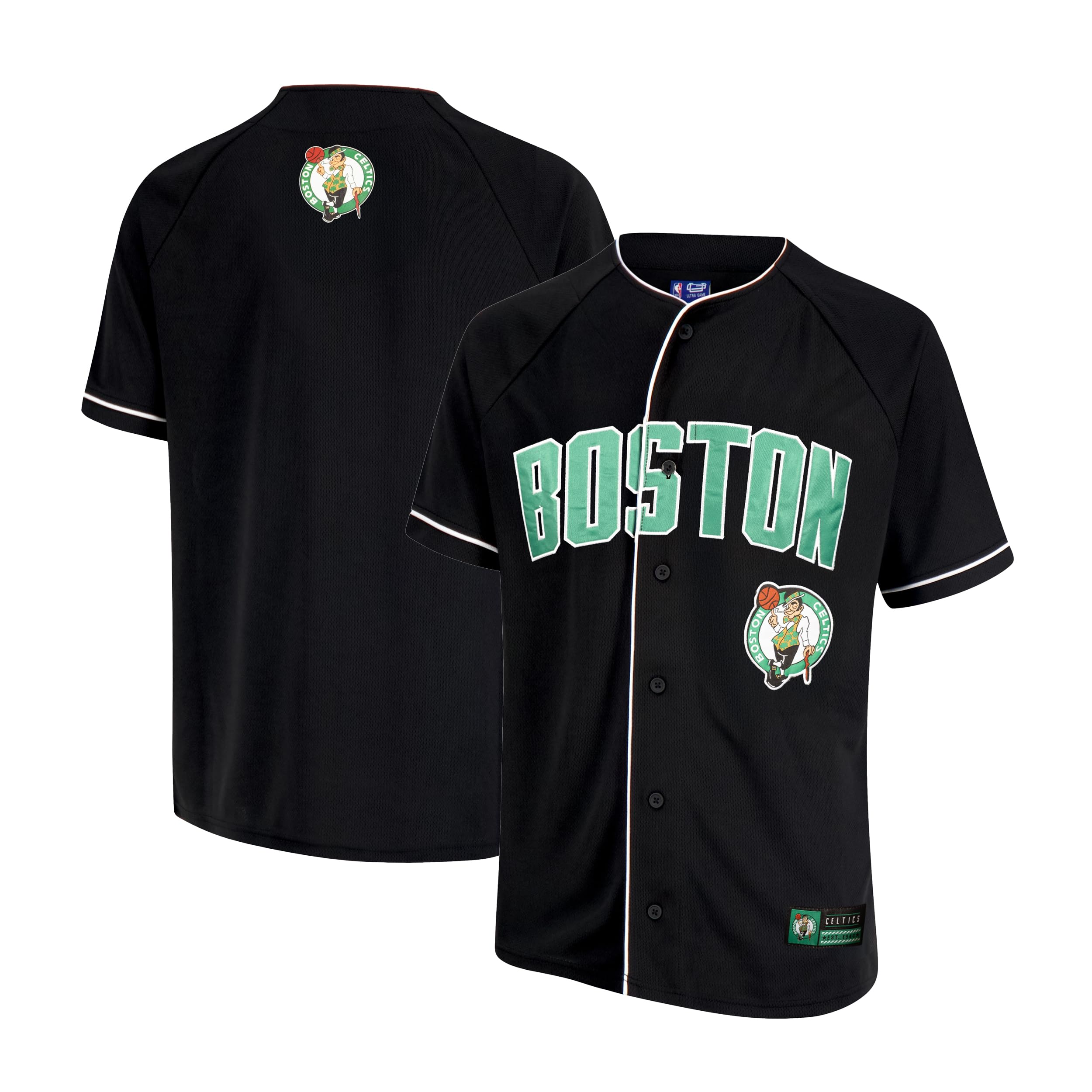Ultra Game NBA Official Men’s Super Soft Button Down Baseball Shirt, Boston Celtics, Black, XX-Large Image