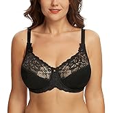 DotVol Women's Full Coverage Lace Floral Unpadded Underwire Everyday Bra