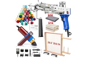 Riiai 2024 New Tufting Gun Starter Kit with Tufting Frame, Tufting Gun Cut Pile & Loop Pile, Tufting Frame 29.5”x 29.5”, 200W Carpet Trimmer-Rug Tufting Gun Making Kit(Blue/Mahogany)
