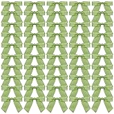 Blcculi 50 Pcs Satin Ribbon Bows,Sage Green Twist Tie Bow,Sage Green Satin Ribbon Bows for Gift Wrapping,3.5" Premade Bow for Treat Bags Crafts Wedding Bridal Shower Birthday Christmas Partyr