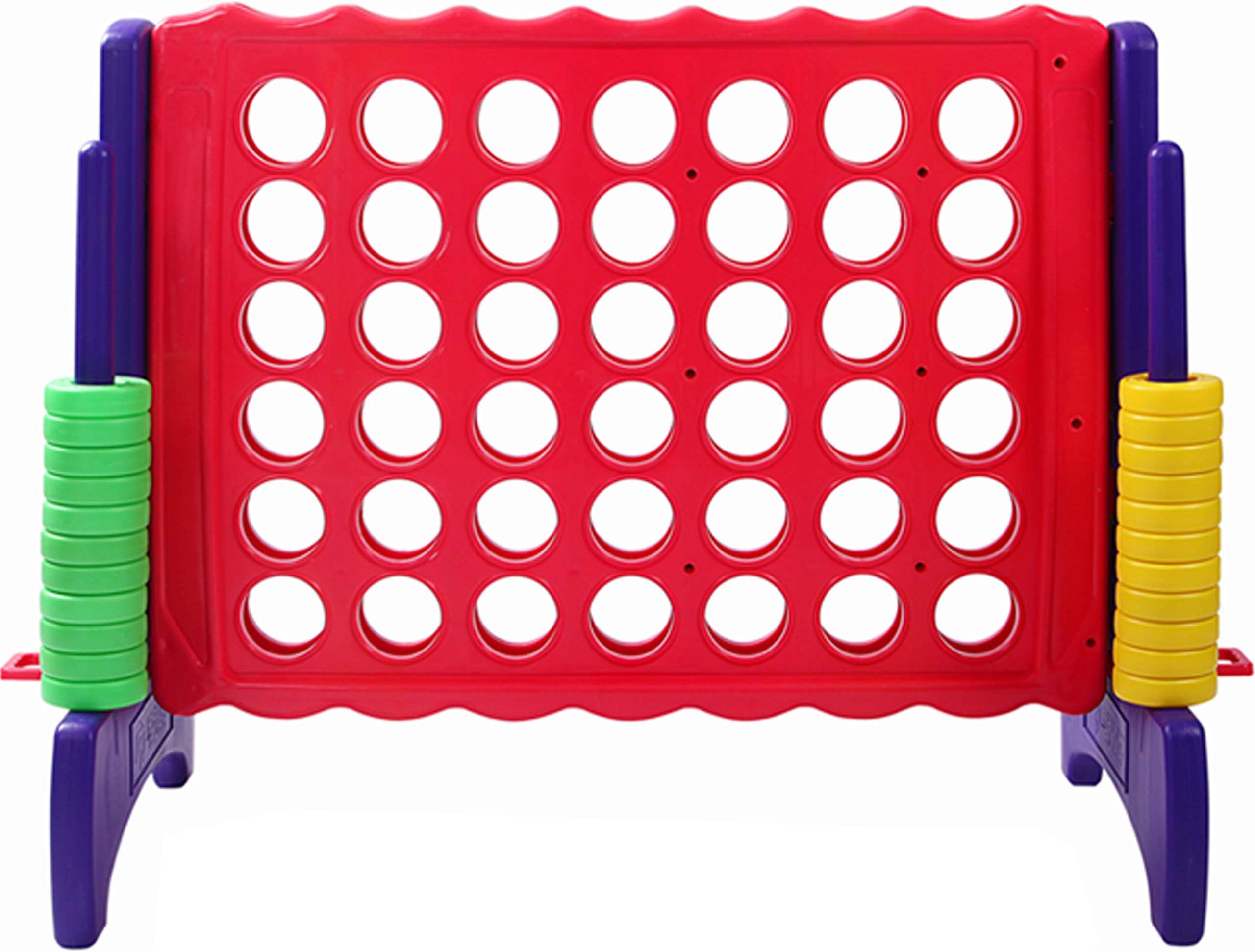 Giant 4 in A Row, 4 to Score - Premium Plastic Four Connect Game JUMBO 4 Foot Width or JUNIOR 3 Foot Width Set with 44 Rings by Rally & Roar – Oversized Fun Family, Kids Indoor/Outdoor Games