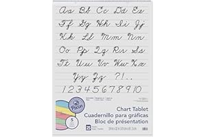 Pacon Colored Paper Chart Tablet, 5 Assorted Colors, Cursive Cover, 1" Ruled 24" x 32", 25 Sheets