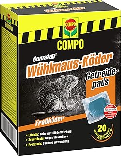 Compo Cumatan Wühlmaus-Köder, Getreidepads, Fraßköder für Köderboxen, 20 Beutel (200 g)