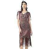 BABEYOND 1920s Art Deco Fringed Sequin Dress Roaring 20s Flapper Fancy Dress