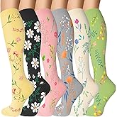Compression Socks for Women & Men 6 Pairs,20-30mmhg Knee High Compression Socks for Running,Athletic,Travel