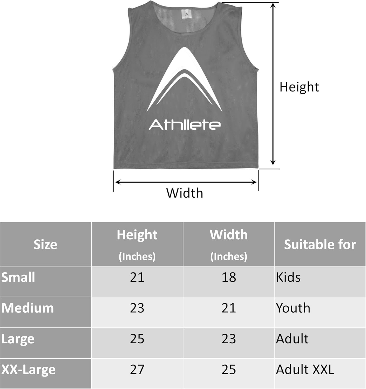 Athllete DURAMESH Set of 12 - Scrimmage Vest/Pinnies/Team Practice Jerseys with Free Carry Bag. Sizes for Children Youth Adult and Adult XL : Sports & Outdoors
