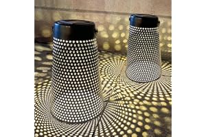 Kelvinlux Solar Lanterns Outdoor Hanging 2 Pack, Solar Powered Hollow Out Decor Lanterns Waterproof for Garden, Yard, Patio, Landscape, Metal Decorative LED Light as Gifts for Mom, Women (Black)