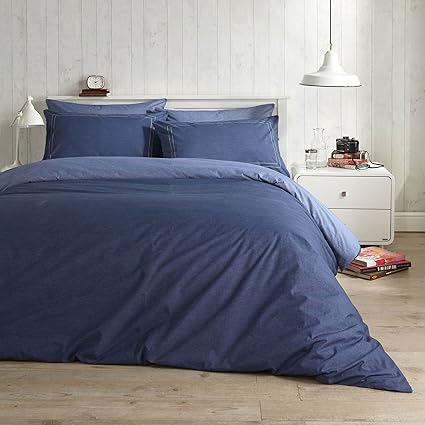 Vantona Easy Living Denim Bedding Duvet Cover Pillowcase Set 180