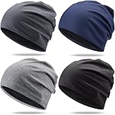 Shyyween 4 Pcs Slouchy Beanie for Men Cooling Skull Cap Running Beanie Lightweight Bike Cycling Sport Wave Caps Gym Hats Thin Skullcap for Adult Men Women Summer