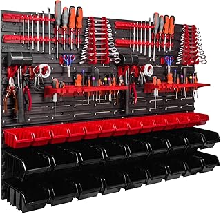 Lagersystem Wandregal 1152 x 780 mm, Werkzeughalterungen, Stapelboxen Schüttenregal Sichtlagerkästen, Extra Starke Wandplatten, Regal Erweiterbar (ITBNN600x4-U2020-MIX16)