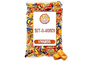FUSION SWEETS AND SNACKS Bit 0 Honey Candy - 3 LB Bulk Bag - Individually Wrapped Retro Candy - Real Honey And Almond Taffy (About 200 Pieces)