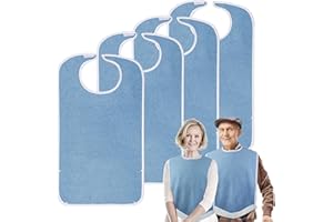 Pozico Terry Cloth Adult Bibs for Eating Women/Men/elderly Washable,Clothing Protectors & Adult Bibs with Debris Trap
