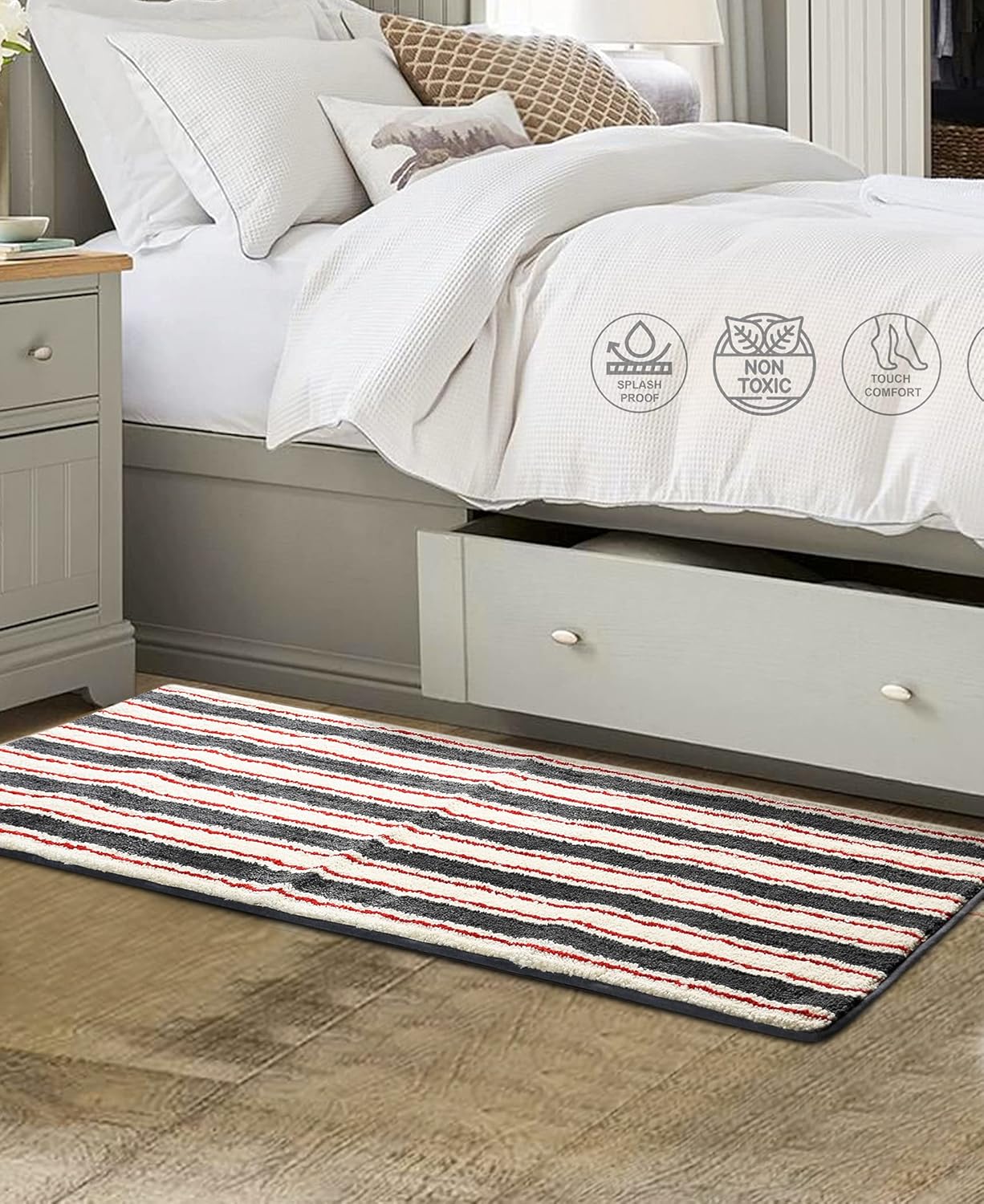 Buy Dr.Soft Stripes Bedside Runner (Multicolour, Microfiber, 45x120 Cms