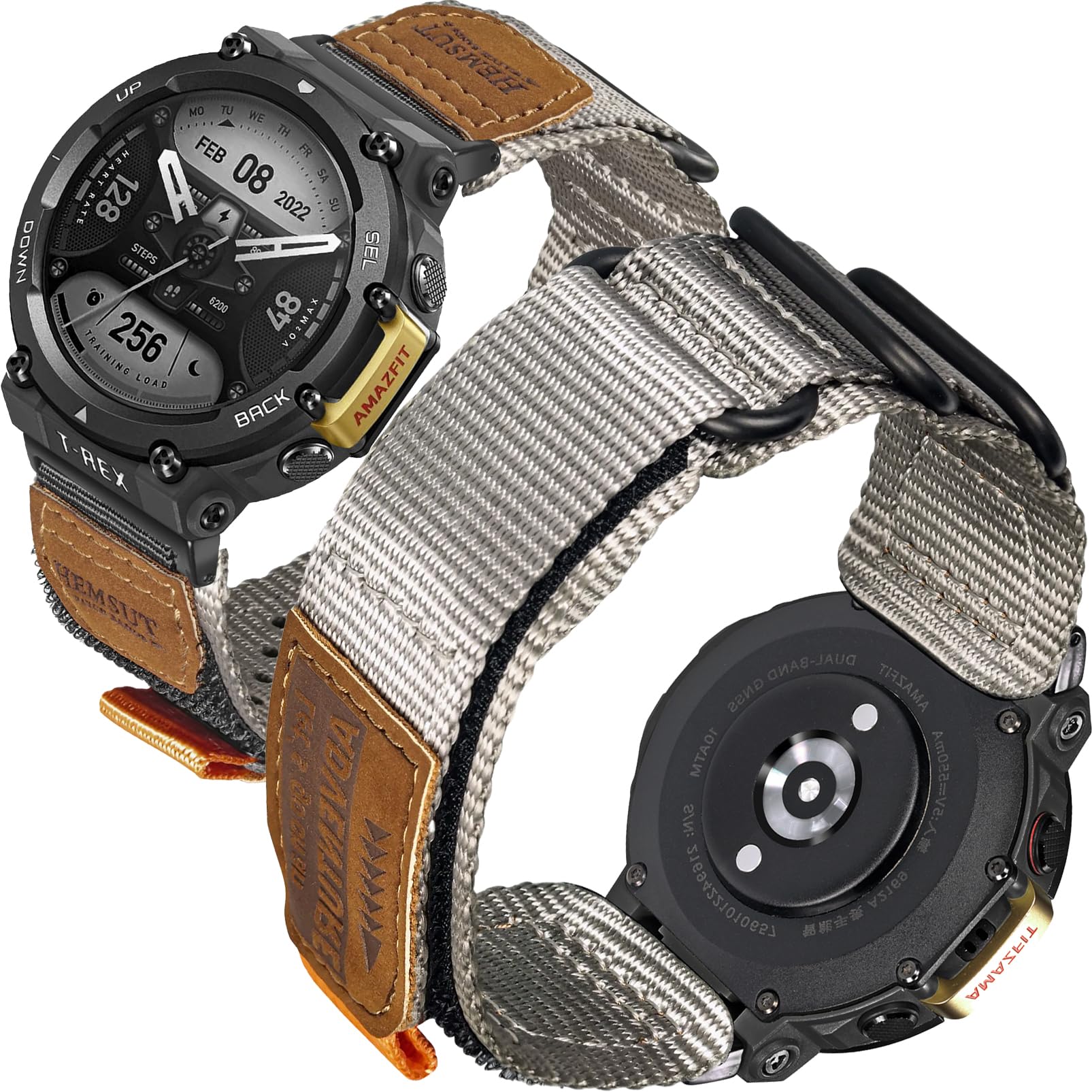torbollo Watch Bands Compatible with Huami Amazfit T-Rex/T-Rex 2/T-Rex Pro/T-Rex Ultra, Rugged Nylon Sports Strap With Woven Loop Design