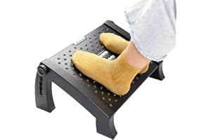 SEBIDER Height Adjustable Footrest with Massage Surface Under Desk, Ergonomic Comfort Home & Office Foot Stool, Black