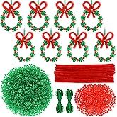 CHRORINE 30 Pcs Christmas Beaded Ornament Kit Christmas Craft Wreath Bead Tri-Shaped DIY Beads for Christmas Tree Hanging Christmas Party Decoration