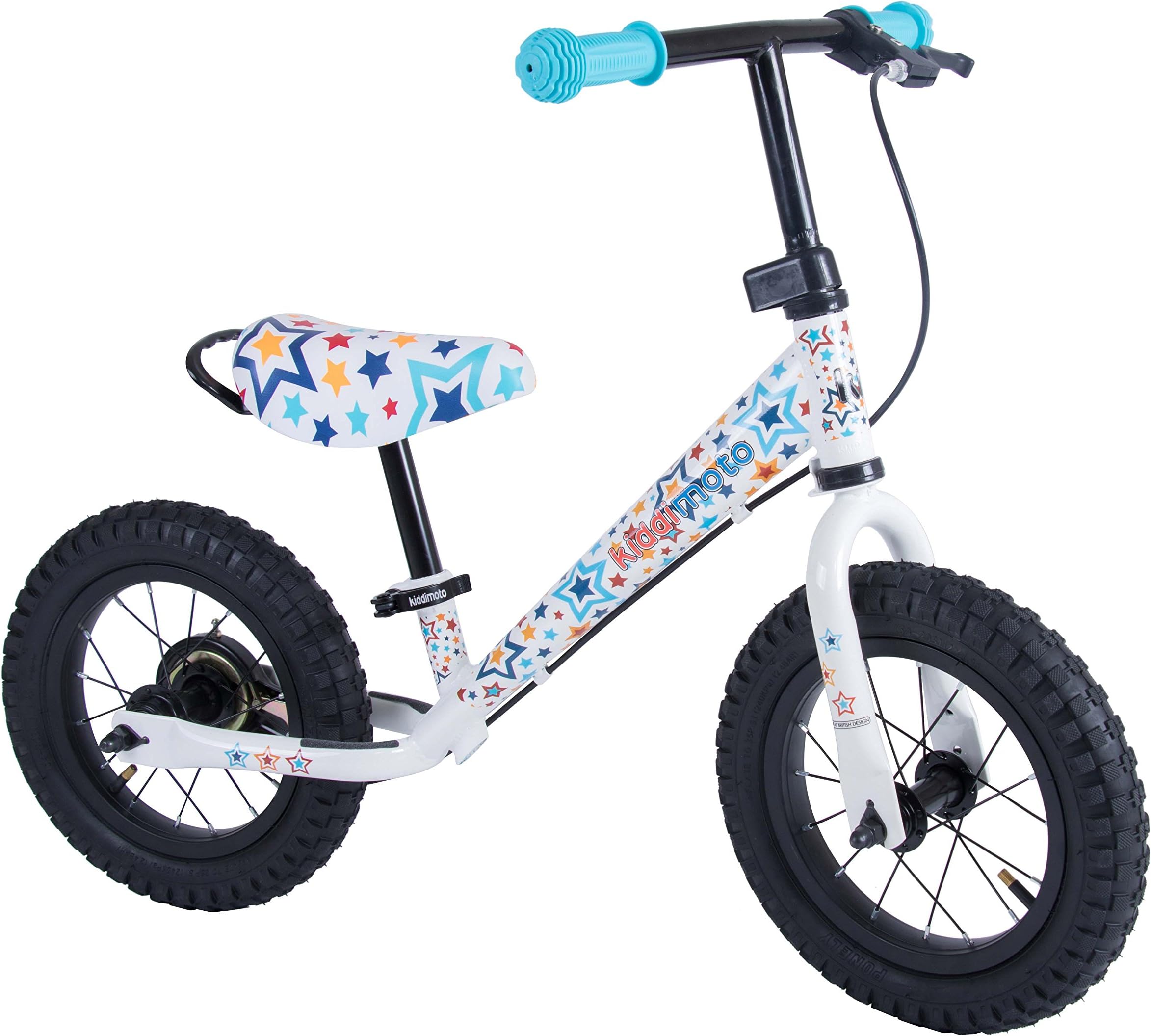 Kiddimoto Super Junior Metal Balance Bike For Kids - 18 Months To 5 Years - Fully Adjustable - The Easiest Way To Teach Children To Ride - Stars