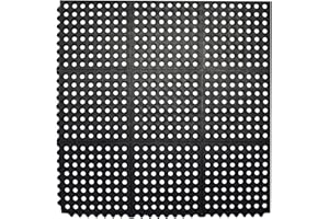 Envelor Interlocking Rubber Floor Mat Restaurant Kitchen Mat for Floor Anti Fatigue Bar Mat Door Mat Non - Slip Mat Indoor Outdoor Shower Pool Drainage Mat Durable Garage Flooring 36 x 36 Inch