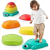 JOYIN 5 Pcs Turtle Balance Stepping Stones, Kids Turtle Path Jumping Stones, Toddler Obstacle Course Coordination Game Toys Indoor or Outdoor Play for Kids Aged 3+