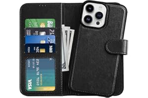 DorisMax for iPhone 14 Pro Max Wallet Case,Detachable Flip Folio Cover RFID Blocking 4 Card Slots Holder Premium PU Leather Magnetic Kickstand Protective Phone Case for iPhone 14 Pro Max 6.7" Black