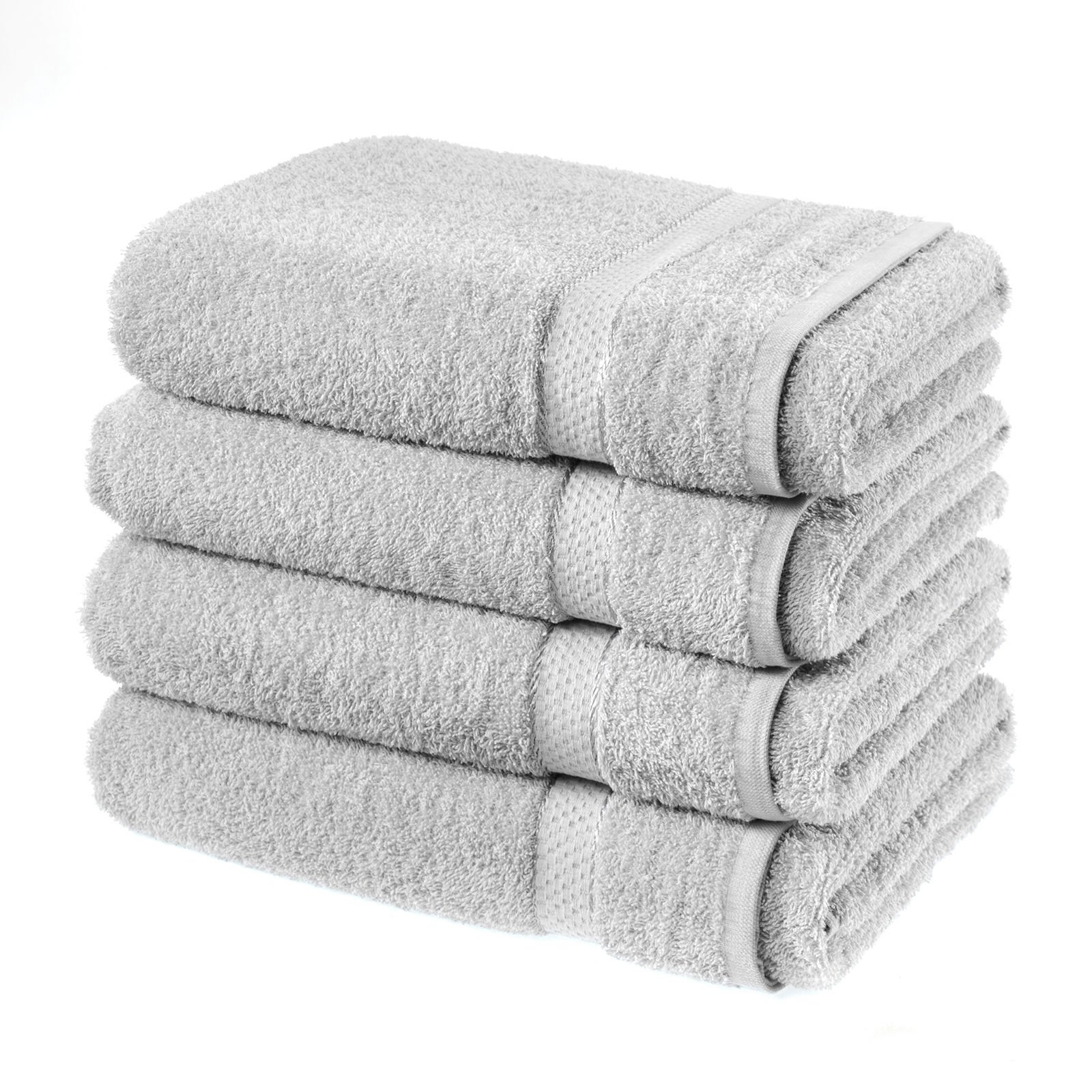 Sasma Home - Premium Cotton Hand Towel Set - 4 Pack - Large 50x90 cm (Silver)