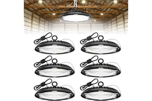 HYPERLITE UFO LED High Bay Light: 6-Pack 150W Highbay LED Shop Lights with 6ft Plug - IP65 LED Warehouse Lights for Workshop Stadium Garage Lighting