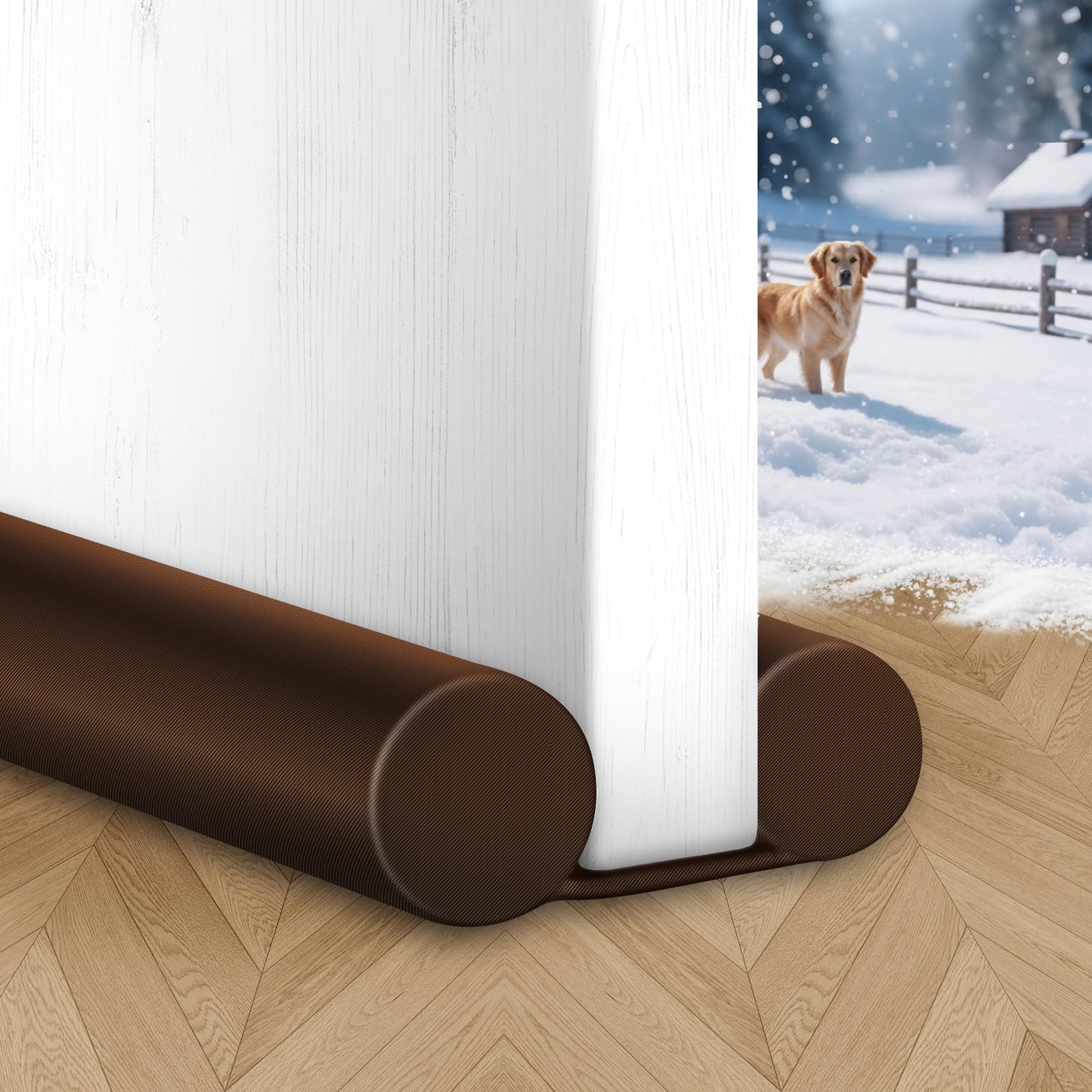 MAXTID Under The Door Draft Blocker Weather Stripping Kit - Brown Draft Stopper for Soundproof Seal, 36 Inch Door Sealer