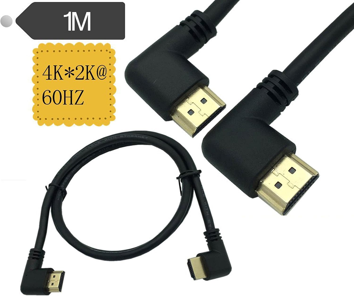 zdyCGTime 3.3 Feet HDMI Right to Right Angle 90 Degree Vertical Right Cable -Supports 4K@60Hz, High Speed, HDMI 2.0 Ready - Image 5