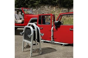 EZTRUNK Aluminum-Silver 4 Door Folding Rolling Door Cart, Storage Door Rack Holder Stand fits Jeep® Wrangler JL JLU JK JKU TJ YJ and Gladiator JT Patented
