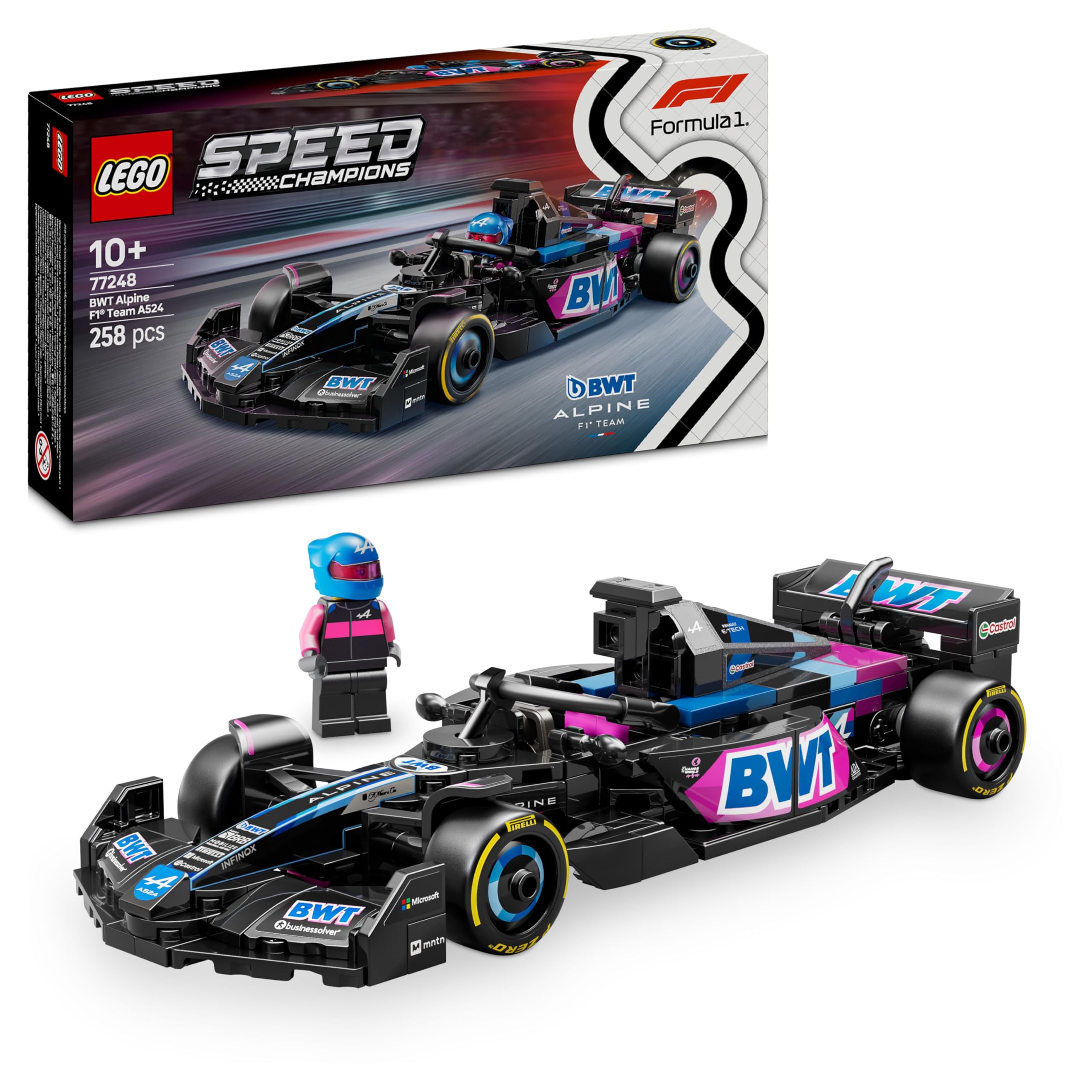 LEGO Speed Champions BWT Alpine F1 Team A524 Rennauto - Spielzeug mit Formel 1 Minifigur zum Sammeln - Geschenk für Jungen & Mädchen ab 10 Jahren und Erwachsene Motorsport Fans 77248