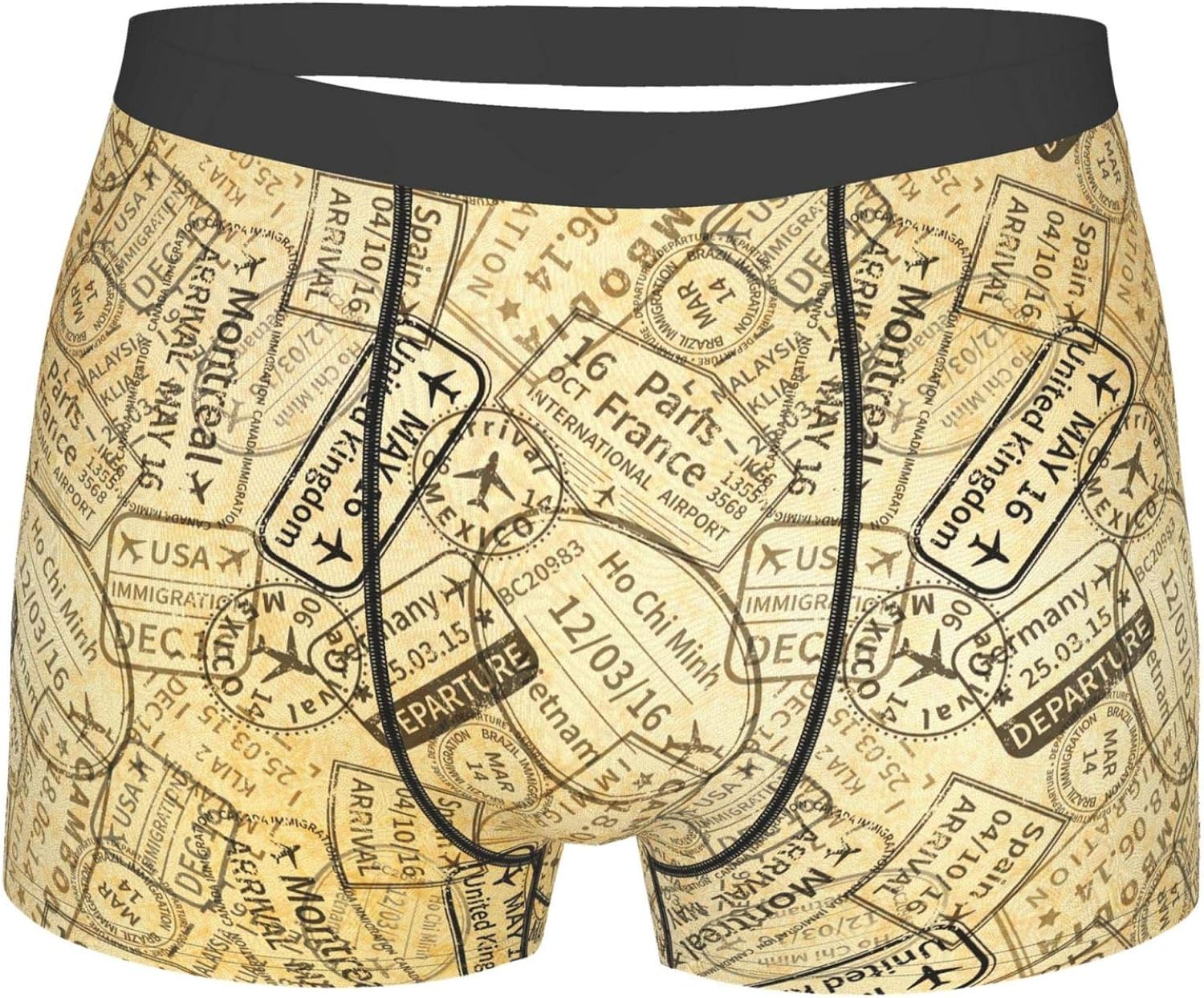 Travel Visa Rubber On Old Paper Men'S Boxer Briefs Short Leg Softness