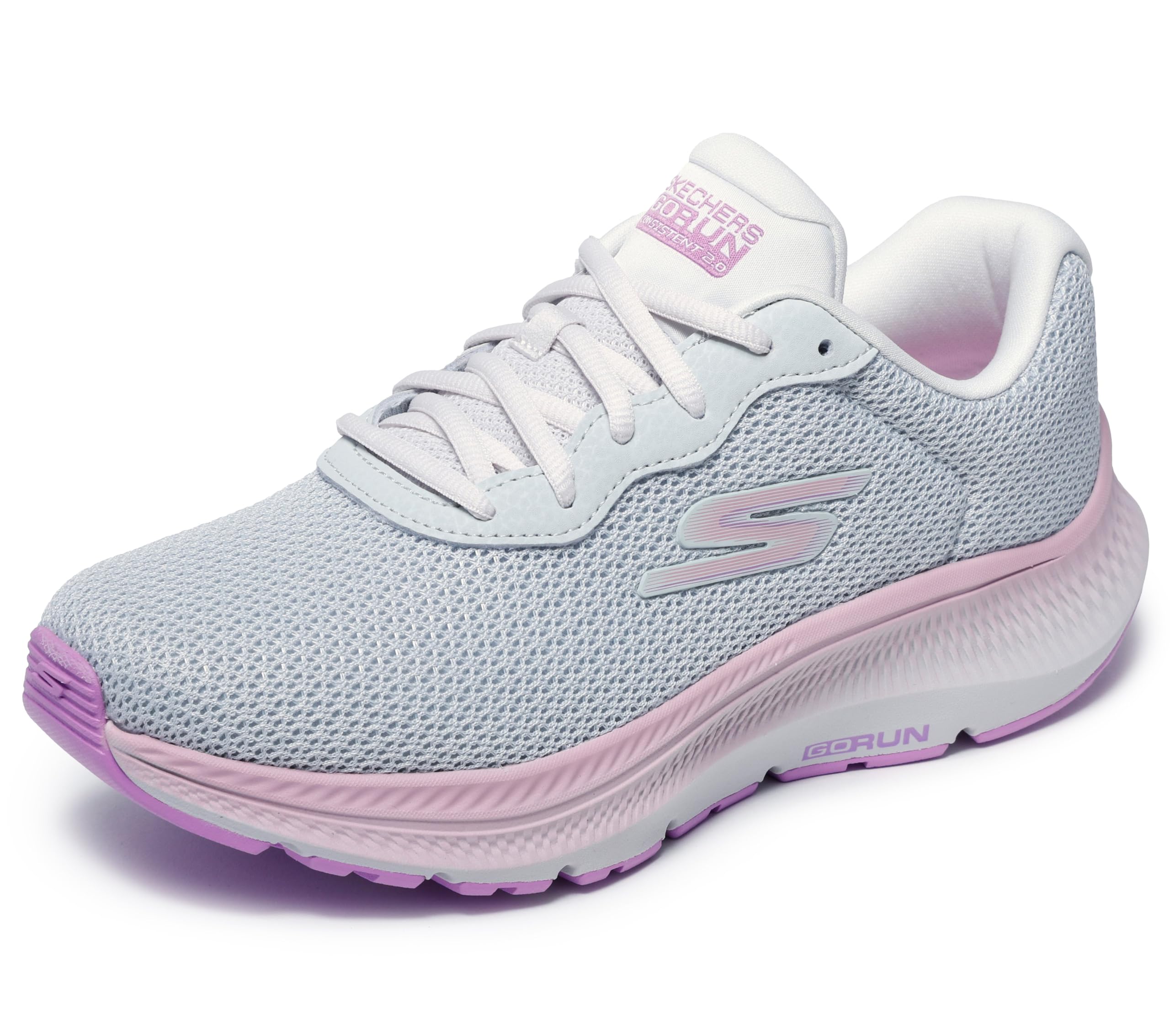 Skechers Women's Go Run Consistent 2.0 Fast Pace Sneaker, Gray/Purple, 8.5 Image