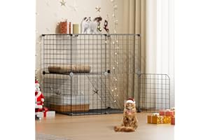 OtterOasis Cat Cages Indoor, 2 Tier Cat Enclosure with Climbing Ladder, DIY Cat Playpen Detachable Metal Wire Kennel for Ferret, Squirrel and Small Animals, Black