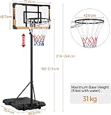 Yaheetech Height Adjustable 7-8 ft Portable Basketball Hoop with 28" Backboard view 3