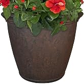Sunnydaze Anjelica 24'' Large Plastic Planter Pot for Plants, Rust | 19-Gallon Capacity, Large Plastic Planter for Outdoors, Drillable Drainage Hole, Double-Walled Polyresin Tree Pot for Porch