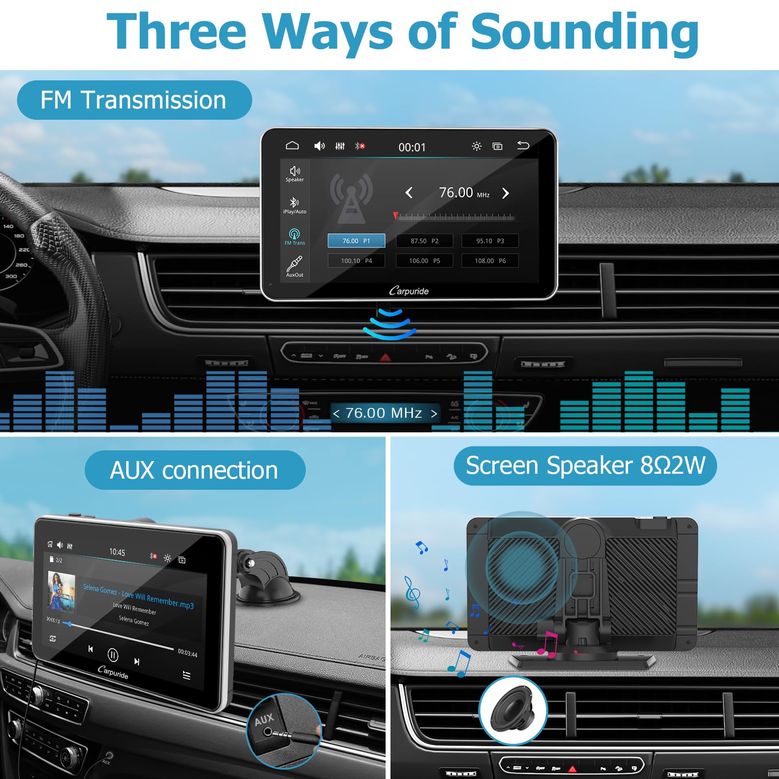Carpuride 2024 Newest Upgrade Wireless Carplay & Android Auto 7 Inch Full HD Touch Screen Portable Car Radio Receiver,Car Stereo with Mirror Link, Bluetooth