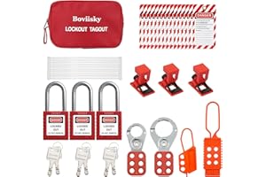 The Boviisky Lockout Tagout Kit Electrical Loto - Safety Padlock, Lockout hasp, Clamp on Circuit Breaker Lockout, Lockout Tagout Tag and Zip Tie.