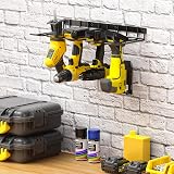 Yeabett Power Tool Storage Wall Mounted Floating Shelf Rack for 4 Drill Holders view 6