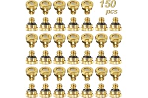 KUWAN 0.016" Orifice (0.4mm) Thread UNC 10/24 Brass Misting Nozzles Low Pressure Atomizing Misting Sprayer Water Hose Nozzle for Greenhouse, Landscaping, Outdoor Cooling Mister System (150PCS)