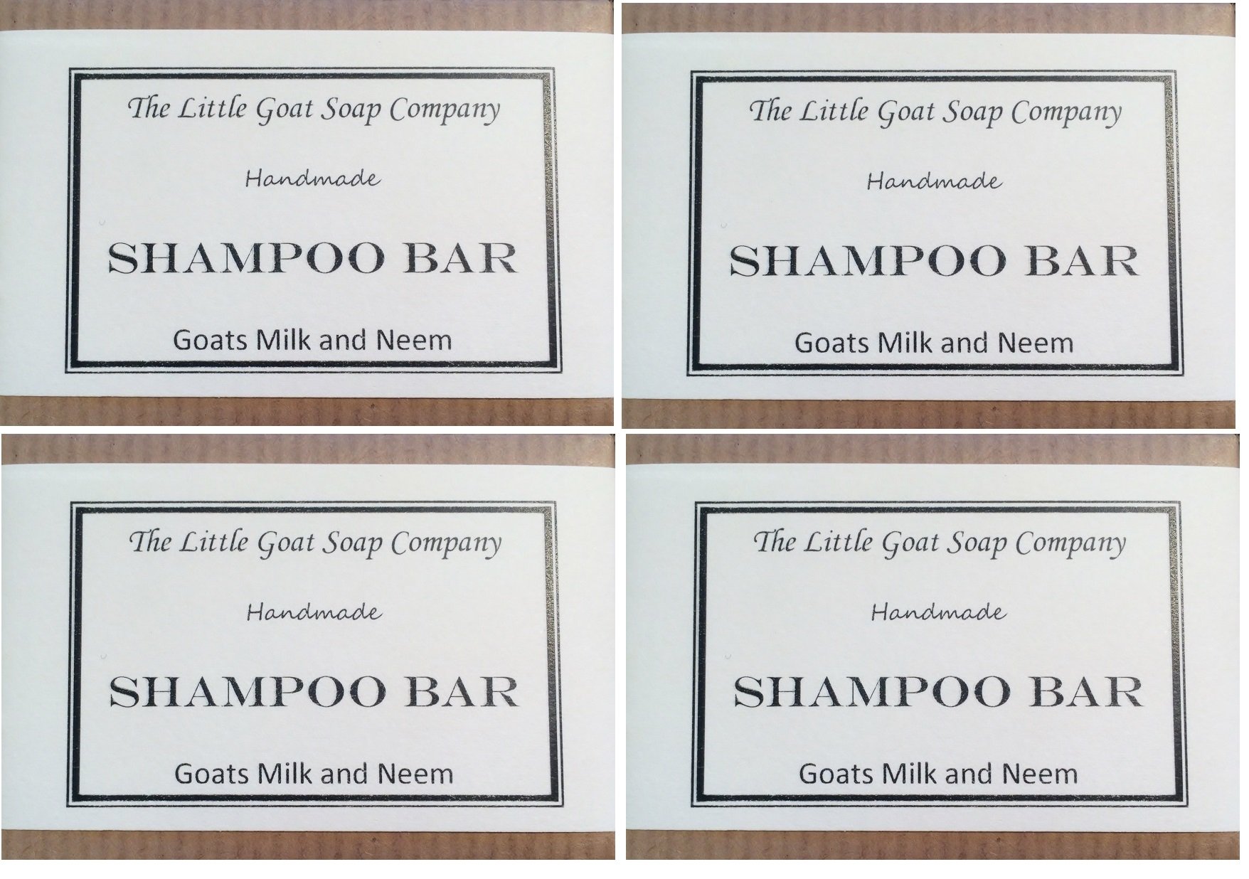 The Little Goat Soap Company Shampoo Bar - Goats Milk and Neem Oil, 400 g, Pack of 4