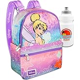 Mini Tinker Bell Backpack - Bundle of 13” Disney Backpack Purse with Front Pocket, Water Bottle, More | Tink Backpack for Girls, Teens and Women
