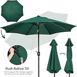 Yaheetech Garden Parasol Umbrella 9ft 2.7M Patio with Crank 8 Ribs Dark Green view 7
