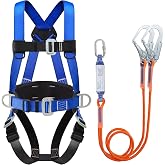 DIJJIG Full Body Safety Harness Kit OSHA/ANSI Compliant for Roofing | Includes internal shock-absorbing lanyard, orange harness for construction, durable and ready for fall protection