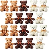 Lenwen 18 Pcs Bear Stuffed Animals Bulk 12 Inch Soft Plush Bears Doll Small Stuffed Toy for Boy Girl Baby Shower Valentines Galentines Birthday Decor Gift Party Favors(White, Dark Brown, Light Brown)