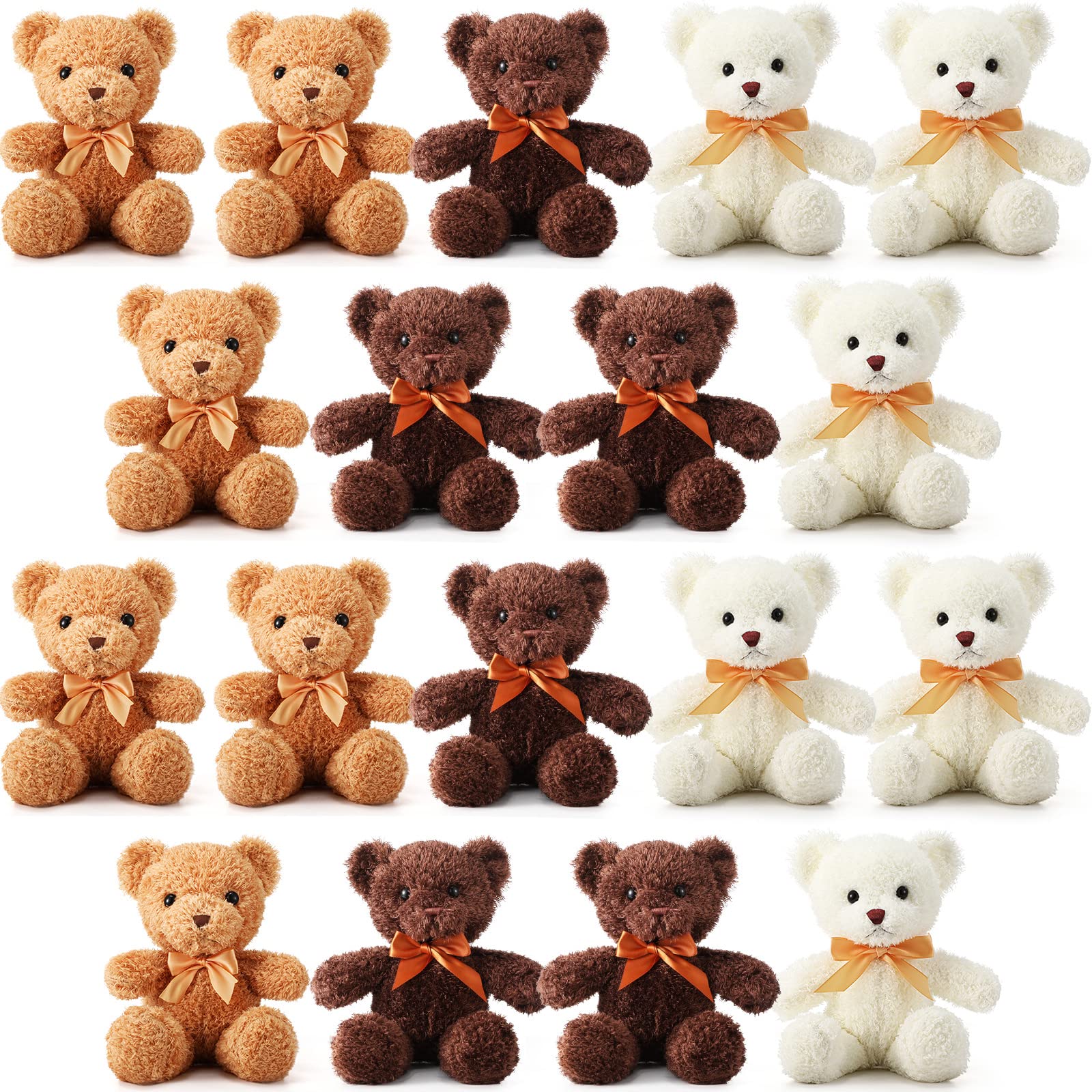 Photo 1 of Lenwen 18 Pcs Bear Stuffed Animals Bulk 12 Inch Soft Plush Bears Doll Small Stuffed Toy for Boy Girl Baby Shower Valentines Christmas Birthday Decor Gift Party Favors(White, Dark Brown, Light Brown)