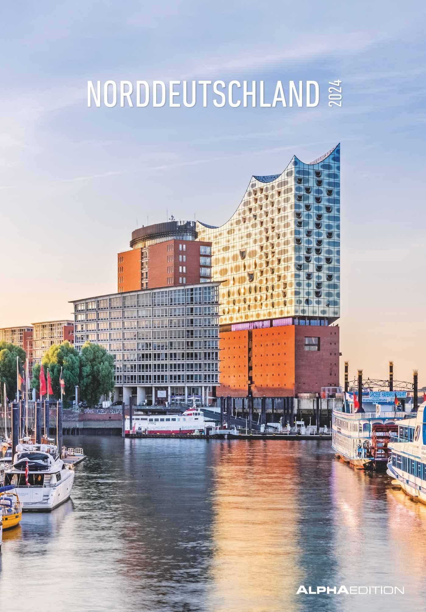 North Germany 2024 Picture Calendar 23.7 x 34 cm Regional Calendar Wall Calendar with Space for Notes Alpha Edition