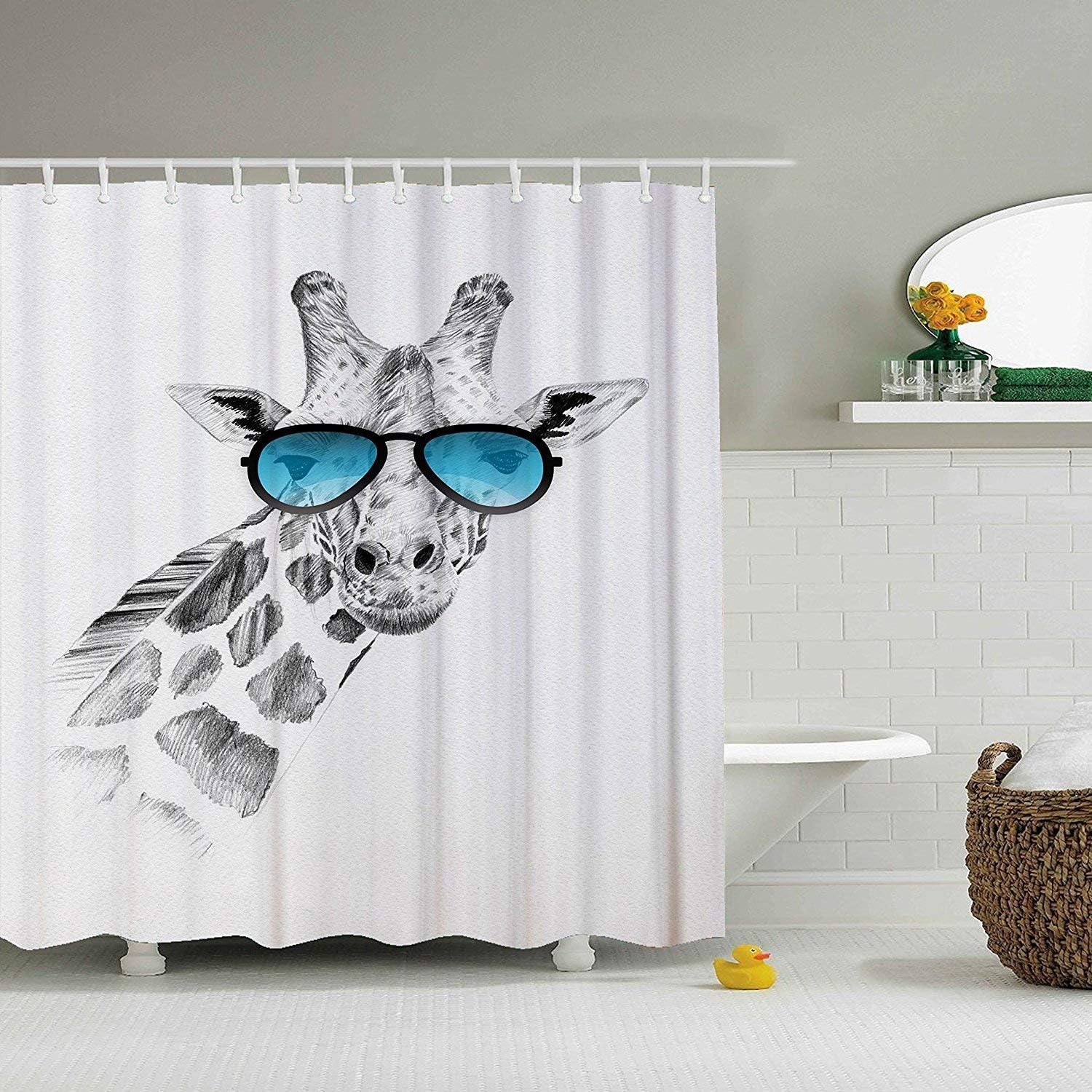 Amazon Com Zblx Giraffe Shower Curtain Giraffe Pattern Shower