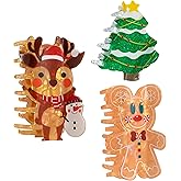 Glitter Christmas Tree Gingerbread Hair Claw Clips for Women - Christmas Reindeer Hair Claw Clips 3inch Winter Holiday Strong Grip Clips for Thick/Thin Hair Acrylic Hair Clips 3Pcs