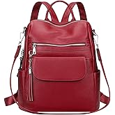 ALTOSY Genuine Leather Backpack Purse for Women Large Convertible Shoulder bag Ladies Crossdody Bag with Tassel(S115 Wine Red)