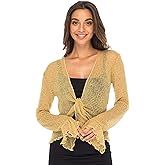 Back From Bali Womens Sheer Shrug Bolero Long Sleeves Cropped Cardigan Lite Bell Sleeves